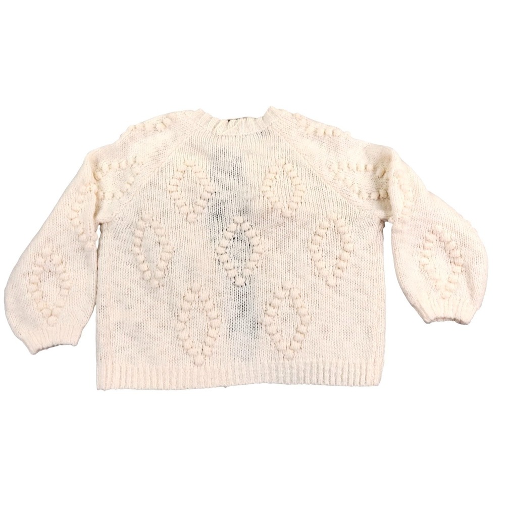 Lucky Brand Cardigan Women Small Chunky Knit Bobble Sleeve Open Front Wool Blend - Picture 2 of 13